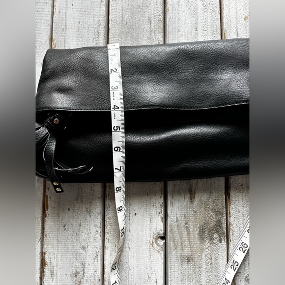 Steve Madden Black Foldover Clutch w/ Tassel Accent - Picture 10 of 12